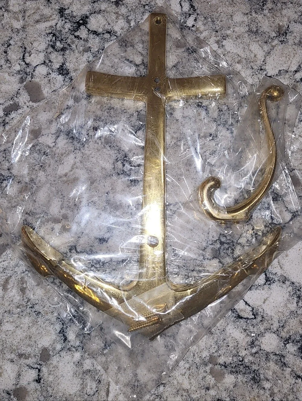 Vintage Solid Brass Nautical Anchor Wall Hook New Old Stock